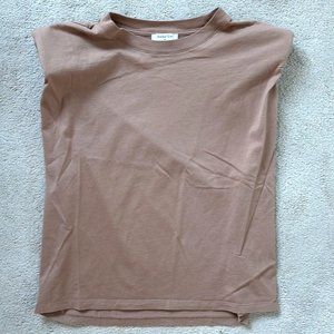 Babaton Shoulder Pad Tee, Rose, Size Medium